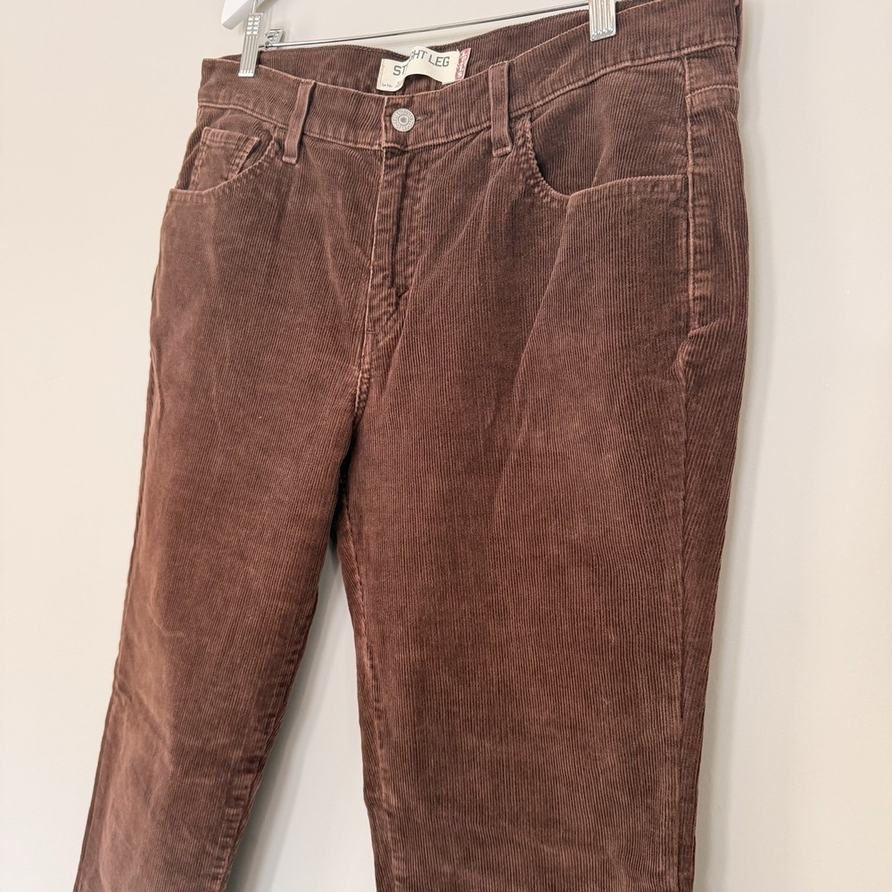 VTG Levi's 505 Straight Leg Jeans Women's Size 14 Corduroy Brown Cotton Pants - Picture 12 of 13